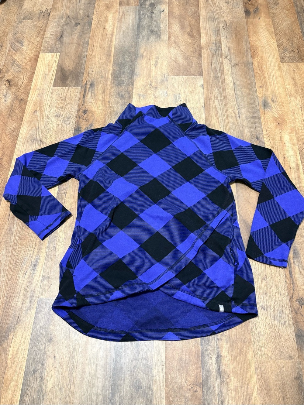 Talbots Blue & Black Buffalo Plaid Pullover Sweater Women’s Medium Cozy